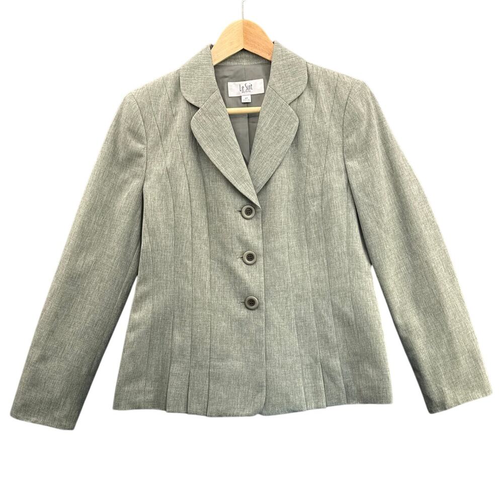 Le Suit Petite Sage Green 3 Button Pleated Suit Jacket Blazer Women 8P